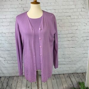 Pendleton Lilac Wool Cardigan Twin Set size Large